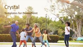  Presentation with basketball - Slide set with multi generation family playing basketball background and a cream colored foreground