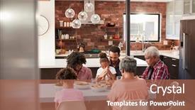  Presentation with generation - Beautiful PPT theme featuring multi generation family praying backdrop and a coral colored foreground