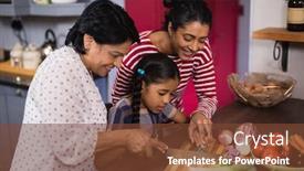  Presentation with generation - PPT layouts consisting of multi-generation-family-preparing-food background and a tawny brown colored foreground