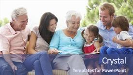  Presentation with family reading - Slide set having multi generation family reading book background and a ocean colored foreground