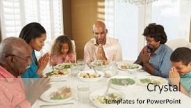  Presentation with grace - Presentation theme enhanced with multi generation family saying grace background and a soft green colored foreground
