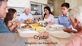  Presentation with family prayer - Slide deck with multi-generation family saying prayer background and a coral colored foreground