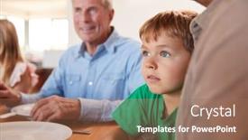  Presentation with generation - Theme having multi-generation-family-sitting-around background and a coral colored foreground