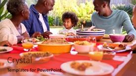  Presentation with multi - Presentation theme with multi-generation-family-sitting-around background and a red colored foreground