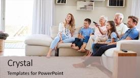  Presentation with generation - PPT layouts having multi generation family sitting background and a light gray colored foreground