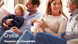  Presentation with generation - Cool new presentation theme with multi generation family sitting backdrop and a  colored foreground
