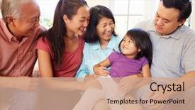  Presentation with generation - Slide set consisting of multi generation family sitting background and a  colored foreground