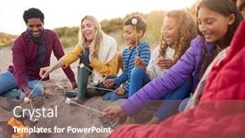  Presentation with toasting - Theme enhanced with multi-generation-family-toasting-marshmallows background and a violet colored foreground