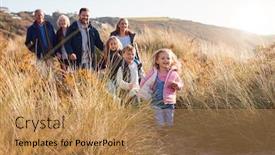  Presentation with sand dunes - Colorful theme enhanced with multi-generation-family-walking-along backdrop and a coral colored foreground