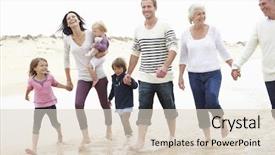  Presentation with walking together - Cool new PPT theme with multi generation family walking along backdrop and a lemonade colored foreground