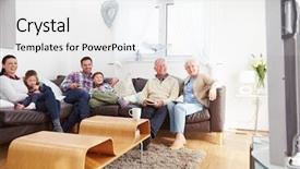  Presentation with generation - PPT layouts consisting of multi generation family watching tv background and a white colored foreground