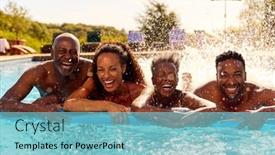  Presentation with summer holiday - Presentation theme consisting of multi-generation-family-with-adult background and a  colored foreground