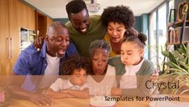  Presentation with military family - Presentation theme consisting of multi-generation-family-with-military background and a coral colored foreground