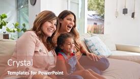  Presentation with generation - Theme having multi-generation-female-hispanic-family background and a coral colored foreground