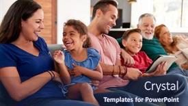  Presentation with generation - Colorful slides enhanced with multi-generation-hispanic-family-relaxing backdrop and a navy blue colored foreground