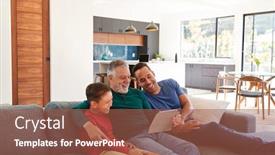  Presentation with generation - Colorful theme enhanced with multi-generation-male-hispanic-family backdrop and a red colored foreground