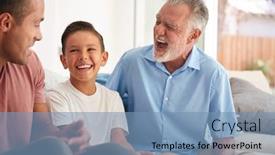  Presentation with generation - Slides with multi-generation-male-hispanic-family background and a teal colored foreground