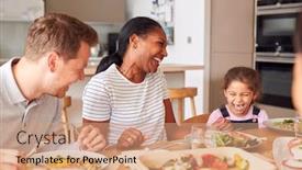  Presentation with multi - Beautiful slides featuring multi-generation-mixed-race-family backdrop and a coral colored foreground