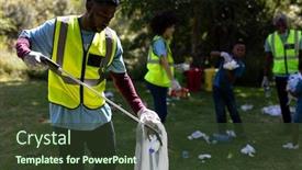  Presentation with garbage - Audience pleasing slide set consisting of multi-generation-mixed-race-family backdrop and a tawny brown colored foreground