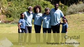  Presentation with generation - Colorful presentation enhanced with multi-generation-mixed-race-family backdrop and a yellow colored foreground