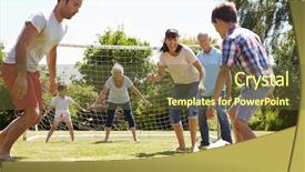  Presentation with multi sports - Presentation design consisting of multi generation playing football background and a tawny brown colored foreground