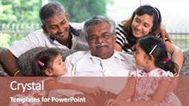  Presentation with generations - Presentation theme featuring multi generations indian family background and a coral colored foreground
