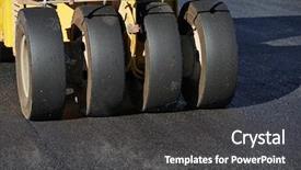  Presentation with asphalt pavement - Slide set with multi lane - pneumatic tyred roller compactor background and a dark gray colored foreground