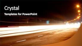  Presentation with police car flashing roof lights - Colorful theme enhanced with multi lane road - car lights on highway backdrop and a black colored foreground