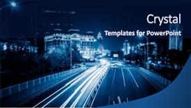  Presentation with hongkong - Beautiful PPT theme featuring multi lane road - light trails in the downtown backdrop and a navy blue colored foreground