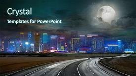  Presentation with asphalt - Presentation design with multi mode - asphalt road to city background and a ocean colored foreground