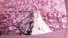 Presentation with flower on wall - Presentation theme enhanced with multi mode - thoughtful bride standing with bridegroom background and a  colored foreground