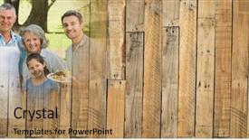  Presentation with wood panel - Slide set featuring multi panels - family smiling at bbq background and a coral colored foreground