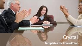  Presentation with personality - Amazing PPT theme having multi personality - people clapping colleague backdrop and a  colored foreground