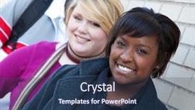  Presentation with multi racial - PPT theme enhanced with multi-racial college students friends background and a ocean colored foreground