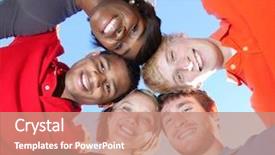 Presentation with multi racial - PPT theme enhanced with multi-racial college students background and a coral colored foreground