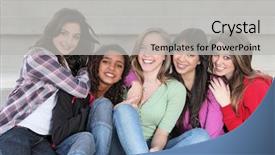  Presentation with racial - Presentation enhanced with multi racial group of diverse background and a light gray colored foreground