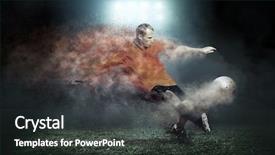  Presentation with football stadium - PPT layouts with multi sports - football player with ball background and a dark gray colored foreground