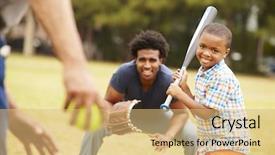 Presentation with multi sports - PPT theme having multi sports - grandfather with son and grandson background and a yellow colored foreground