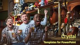  Presentation with sports bar sports bar - Amazing slide deck having multi sports - shouting fans with beer backdrop and a tawny brown colored foreground