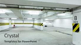  Presentation with car park - Audience pleasing theme consisting of multi storied building - car park lot backdrop and a light gray colored foreground