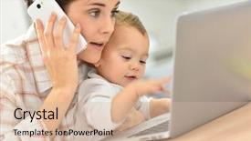  Presentation with busy - Presentation design with multi tasking - busy young businesswoman working background and a soft green colored foreground