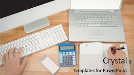  Presentation with diary - Beautiful PPT theme featuring multi tasking - cropped image of businessman writing backdrop and a soft green colored foreground