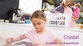  Presentation with using digital tablet - Cool new presentation theme with multi tasking - girl using digital tablet backdrop and a lemonade colored foreground