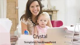  Presentation with mother and baby - Colorful slide deck enhanced with multi tasking - mother and baby in home backdrop and a soft green colored foreground