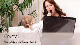  Presentation with mother baby - Slide deck enhanced with multi tasking - mother and baby with laptop background and a lemonade colored foreground