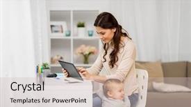  Presentation with education technology - Audience pleasing slides consisting of multi-tasking education motherhood backdrop and a soft green colored foreground