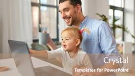  Presentation with home office - Colorful slide deck enhanced with multi-tasking-freelance-and-fatherhood backdrop and a coral colored foreground