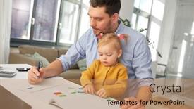  Presentation with home office - Audience pleasing PPT theme consisting of multi-tasking-freelance-and-fatherhood backdrop and a coral colored foreground