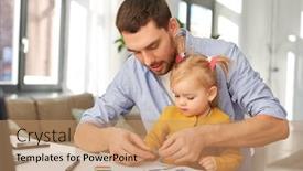  Presentation with home office - Colorful theme enhanced with multi-tasking-freelance-and-fatherhood backdrop and a coral colored foreground