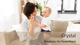  Presentation with mother baby - PPT theme with multi-tasking freelance and motherhood background and a  colored foreground